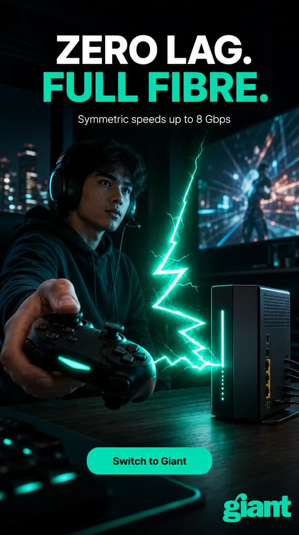 Zero Lag. Full Fibre. — 8 Gbps gaming ad