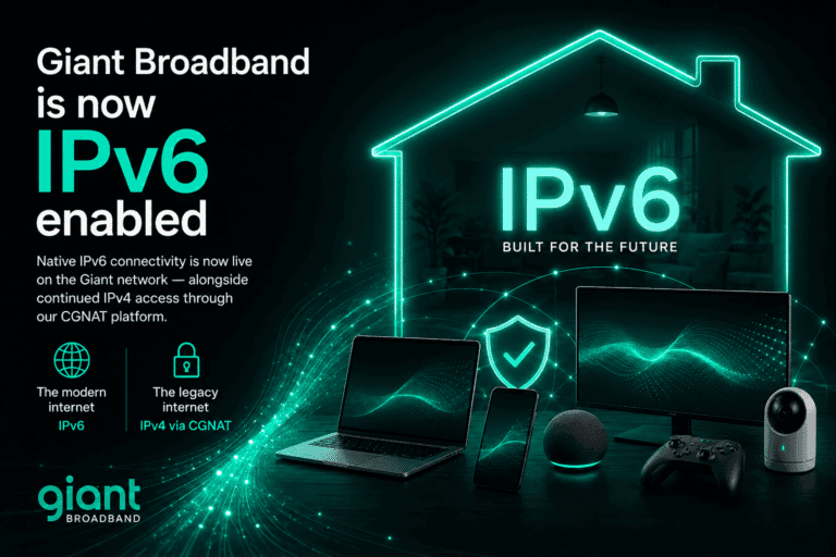 Giant Broadband is now IPv6 enabled