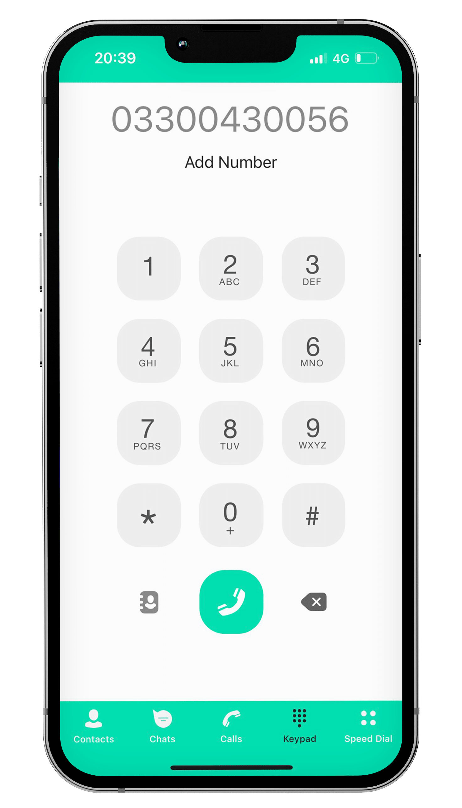 VoiceCloud iOS app — call dialler with the Giant business number on screen.
