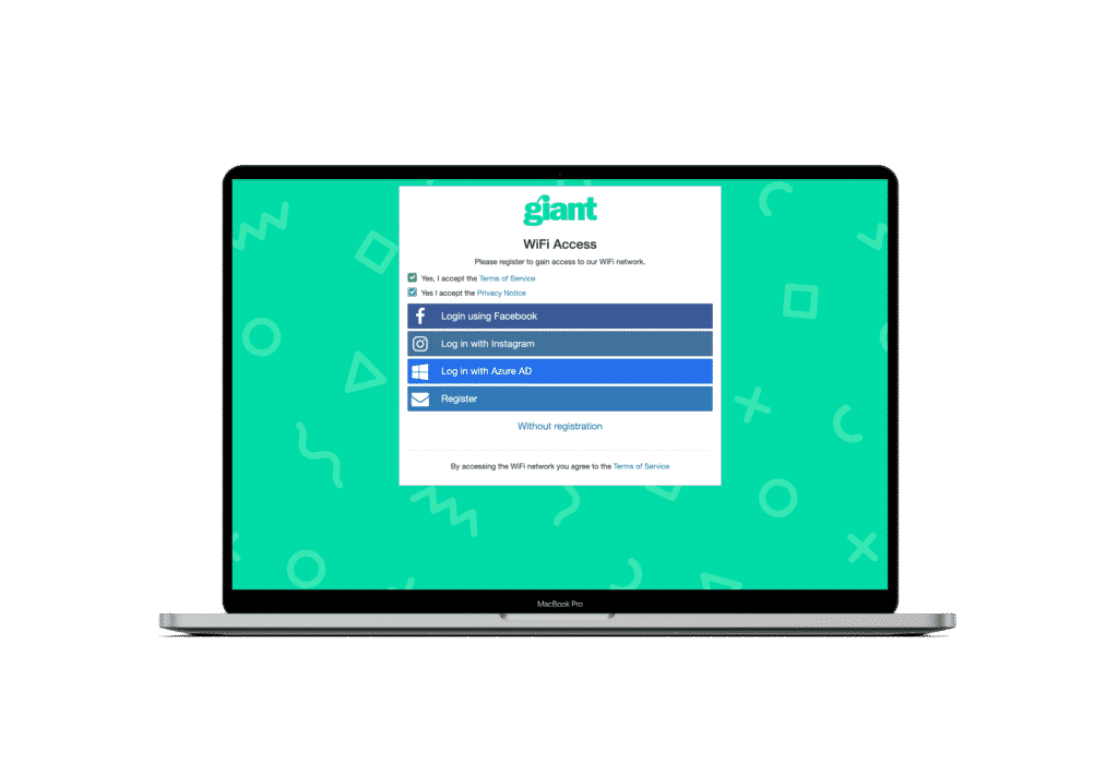 Login portal for the Giant guest WiFi solutions