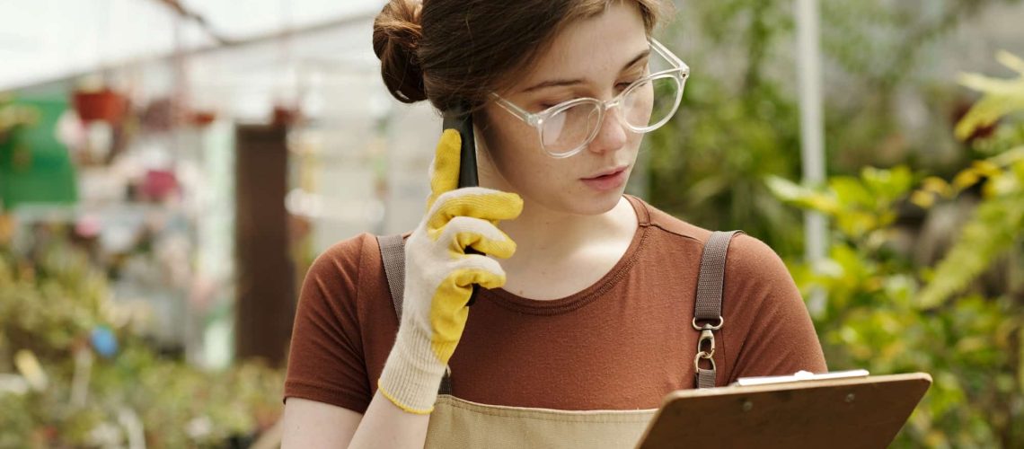 Florist taking an order by phone