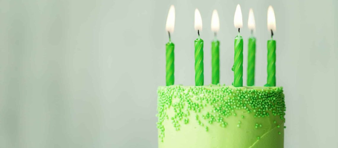 Green birthday cake